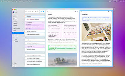 Side-by-side notes app concept macos minimalism native ui