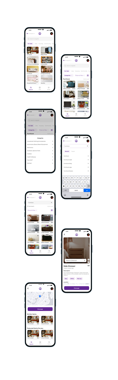 Craigslist Redesign mobile app design ui ux