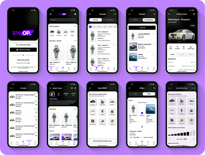 SWOP App - Luxury asset trading and bartering app design app ui app ux appdesign appuiux case study design ui uidesign uiux user interface user interface design userinterface ux