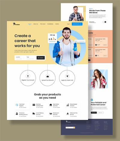 Job Finding Landing Page branding job finding website job seeker website landing page mobile app design modern ui design product design ui ux ux research webdesign website