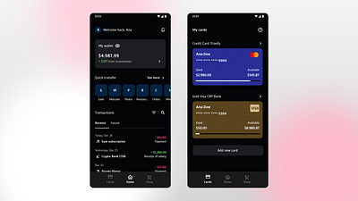 Mobile banking app balance bank concept credit card graphic design product design ui ux wallet