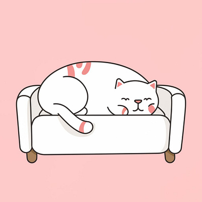 Cat sleeping on a couch illustration graphic design illustrations logo