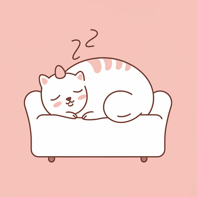 Cat sleeping on a couch illustration graphic design illustrations logo