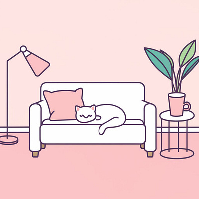 Cat sleeping on a couch illustration graphic design illustrations logo