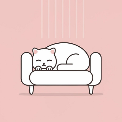 Cat sleeping on a couch illustration graphic design illustrations logo