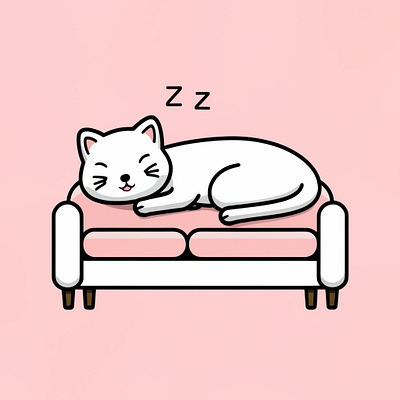 Cat sleeping on a couch illustration graphic design illustrations logo