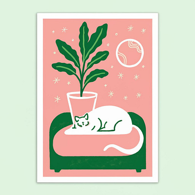 Cat sleeping on a couch illustration graphic design illustrations logo