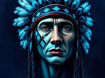 Geometric Enigma: Native American Digital Portrait cultural identity digital illustration face illustration freepik geometric art graphic design heritage illustration indigenous art native american tracingflock traditional art tribal