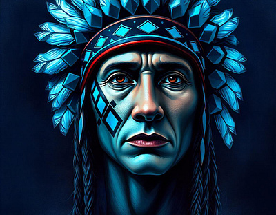 Geometric Enigma: Native American Digital Portrait cultural identity digital illustration face illustration freepik geometric art graphic design heritage illustration indigenous art native american tracingflock traditional art tribal