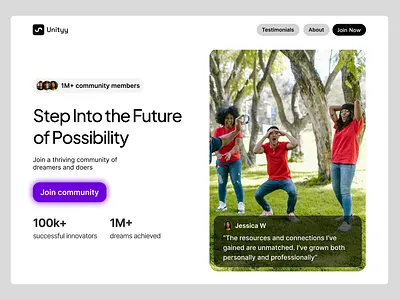 Unityy: Community Website Hero Section Design app branding design figma homepage landing page responsive ui ui ux ux web web design website design