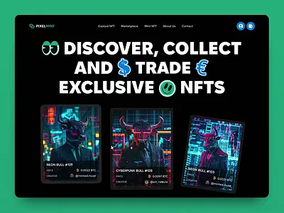 Premium Homepage Design for NFT Marketplace crypto art cryptocurrency design homepage interface nft art nft design nft gallery website nft marketplace nft web design nft website ui user interface ux web design website website design
