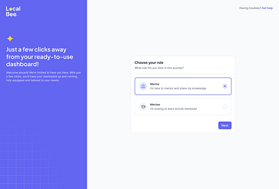 Local Bee - Onboarding education mentee mentor mentoring ui user experience ux web design website design