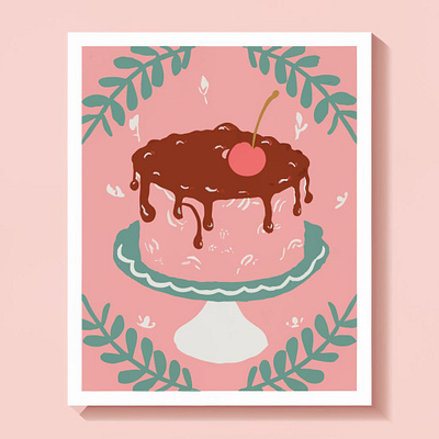 Cherry cake with chocolate illustration graphic design illustrations logo