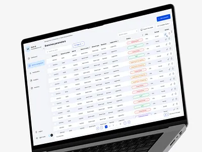 CRM Dashboard UI | Branch Management Table cleandesign crmdesign datatable dribbbleshots erpdesign figma interfacedesign modernui tableui uiux userexperience