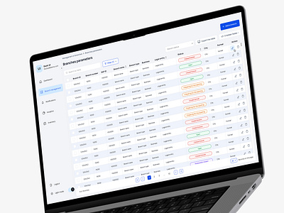 CRM Dashboard UI | Branch Management Table cleandesign crmdesign datatable dribbbleshots erpdesign figma interfacedesign modernui tableui uiux userexperience