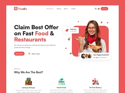 Foodie Website UI Design burger chef delivery design eating food food and drink food app design food delivery food delivery service food order home page landing page pizza recipe restaurant ui ux web website design