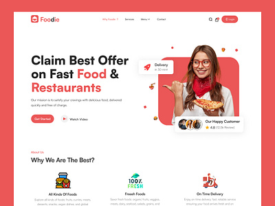 Foodie Website UI Design burger chef delivery design eating food food and drink food app design food delivery food delivery service food order home page landing page pizza recipe restaurant ui ux web website design