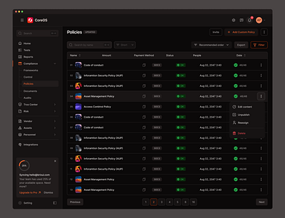 CMS Dashboard app applicattion dashboard table ui