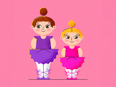 Ballerina Babes adobe illustrator ballerina ballet bun cartoon cartoon girls cute dancers design dolls illustration pink purple texture vector