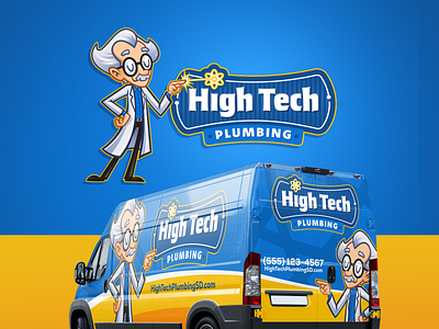 HIGH TECH PLUMBING MASCOT LOGO + VAN WRAP DESIGN CONCEPT branding character design heating and cooling home service hvac illustration logo logo design mascot logo plumbing vehicle wrap