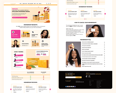 Page design for Glo Melanin's GLO+ subscription ecommerce ecommerce design graphic design landing page landing page design shopify ui