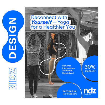 NDZ Yoga Studio ads creative banner design branding design flyer design graphic design interlock shape logo portfolio social media design typography