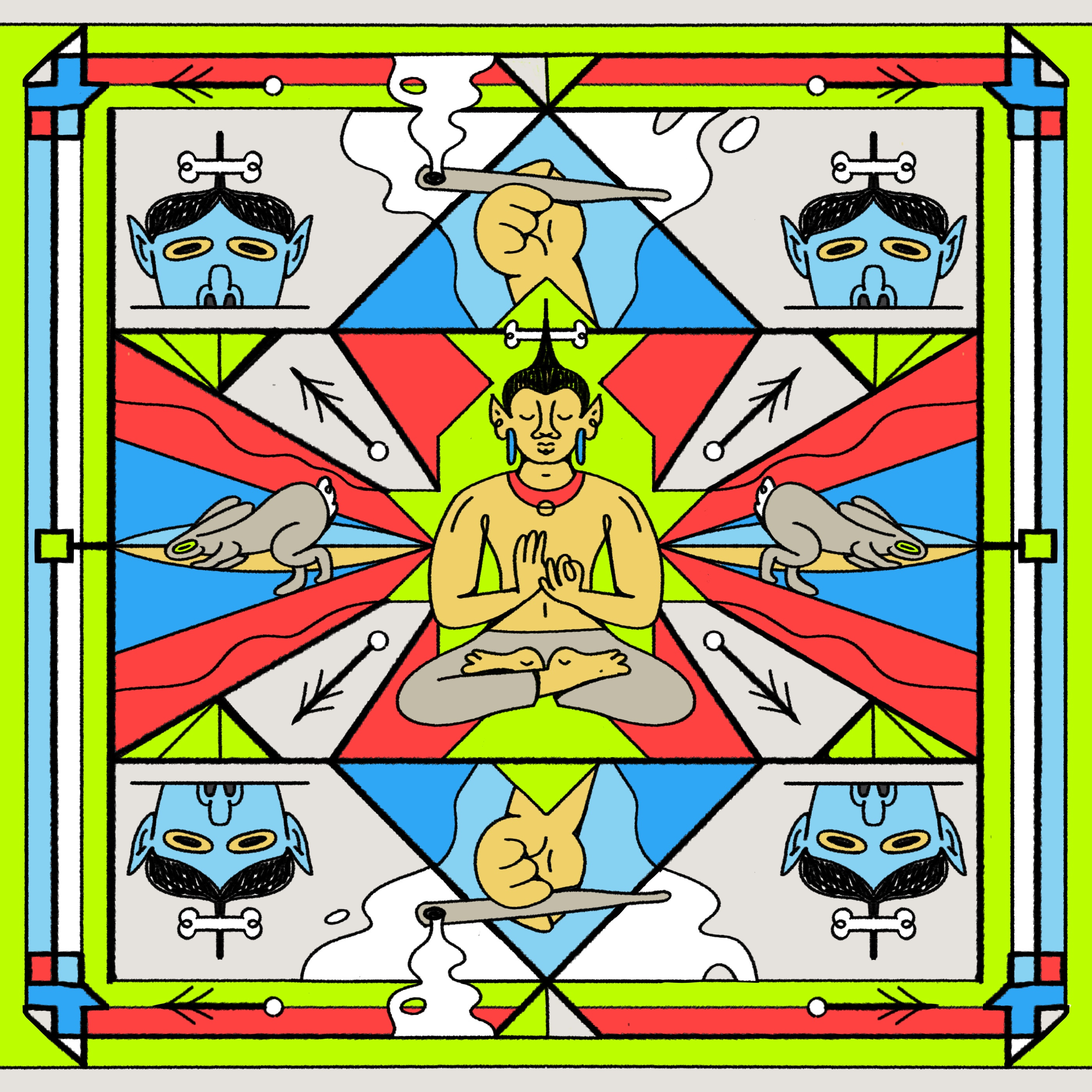 Don't like it outside? Go inside buddhism character design heal peace pray rabbit spirit spirituality