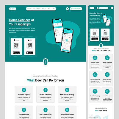 Doer application's website application design green qrcode ui ui ux ux website