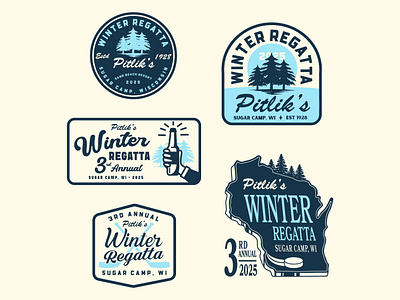 Winter Regatta Logo Designs badge badge design badge logo hockey hockey logo hockey logo inspo north northern logo pine tree pine tree design pine tree logo winter winter design winter logo winter regatta wisconsin wisconsin badge wisconsin design wisconsin logo