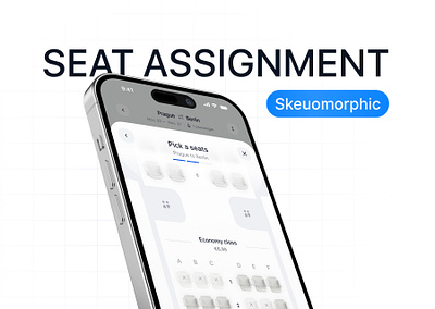 Seat Assignment | Mobile app UI 3d ai animation drawer flight graphic design mobile app modal motion graphics neumorphism seats sqeumorphism travel ui ui design ux design