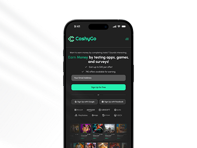 Cashygo Mobile app app design cashygo dashboard design earn money freecash ui user experience ux