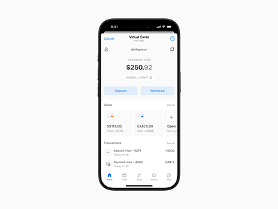 Telegram Mini App Virtual Cards app cards cross platform finance fintech ios mobile product design telegram mini app ui ux