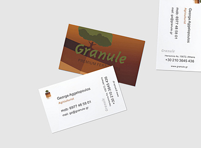 "Granule", fertilizers, business card, 2019 branding business card visual identity