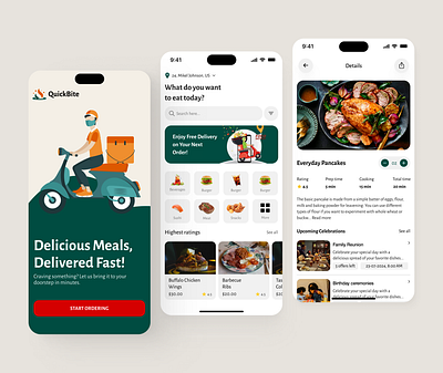 QuickBite - Food delivery app app design delivery app design food food app food delivery food delivery app food ordering app mobile app mobile app design mobile application ordering app product design recipe recipe app ui uiux ux