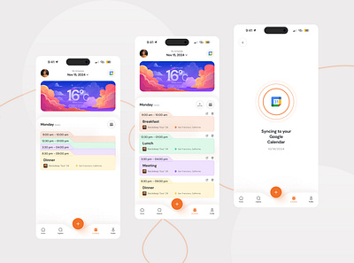 Schedule your Tasks with weather | Calendar Mobile App minimal design ui