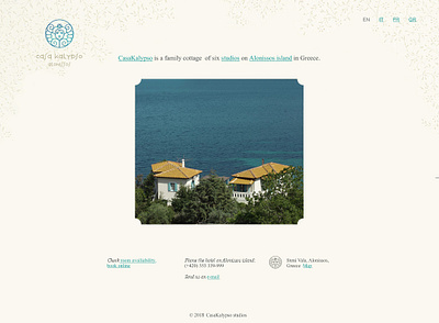 Casa Calypso, seaside resort, website, 2018 branding web design