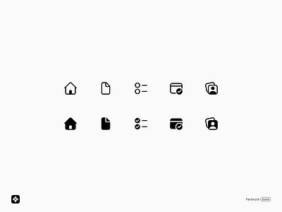 FactoryUI Basic Interface Icons contacts document events file filled home icon set icons interface line product tasks