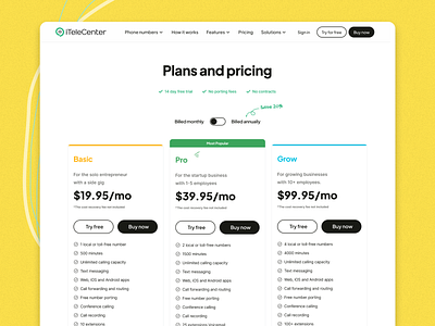 Plans and Pricing section ui uiux webdesign