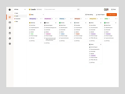 Openhub – Add Company Dashboard Flow animated dashboard animation business dashboard crm application crm tools customer relationship management dashboard design kanban board leads management management application design sales management sales pipeline ui design ux design