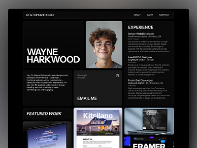 BentoPortfolio: Framer Portfolio/CV Website dark themed framer framer portfolio framer portfolio template framer template minimal portfolio portfolio template web design