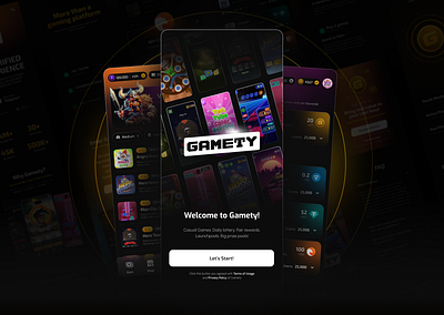 Gamety - Telegram MiniApp UIUX Web3 2025 dark dark ui game game app game uiux gaming mobile mobile app new telegram ui uiux