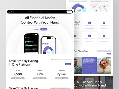 Finzy - Finance Landing Page banking web clean credit card design finance financial fintech fintech landing page fintech website landing page minimalist money pie cart popular ui ui design uiux web design website website design