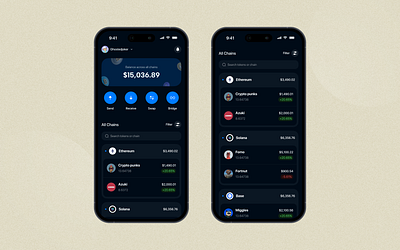 Multi-Chain Wallet app crypto design ui ux web3