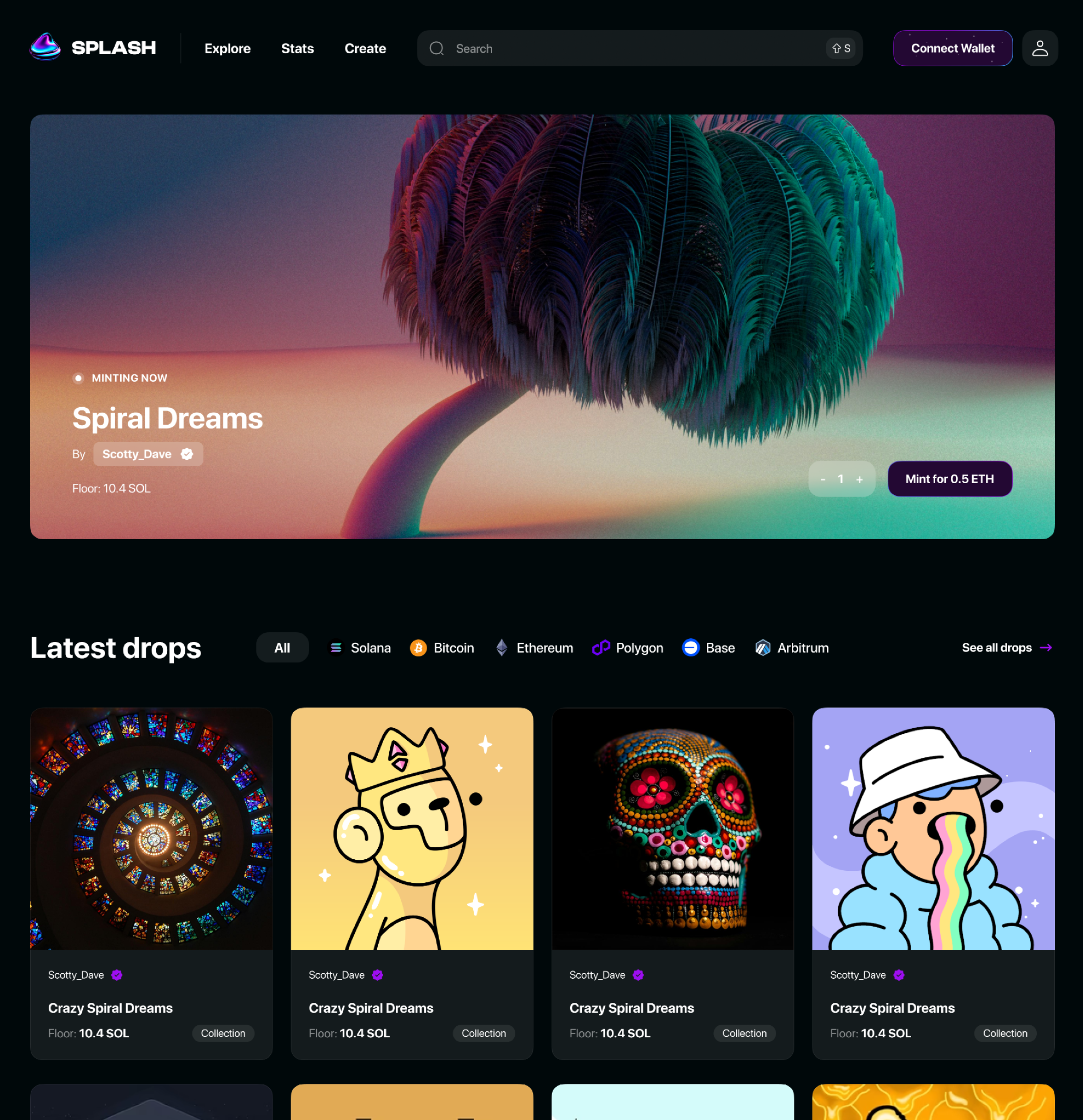 NFT Marketplace app art crypto design nft typography ui ux web3