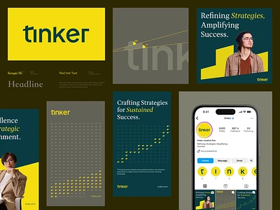 Tinker : Creative Agency - Visual Branding animation brand brand book brand guideline brand identity branding clean design corporate identity creative agency graphic design identity design layout design logo logo design logotype motion graphics pattern social media supergraphic visual branding