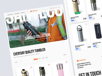 Santeco Smart Tech Bottle eCommerce - Product Display amazon bottle design display ecommerce elementor fashion framer landing lifestyle online page product shop shopify thumbler ui webflow website wordpress