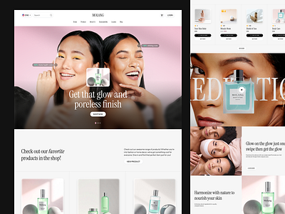 Molang - Skincare Landing Page beauty branding catalog clean cosmetics dermatology ecommerce healthcare hero landing page modern natural routine selfcare shop skin skincare ui design web wellness