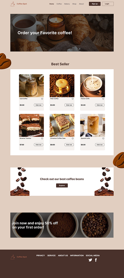 Coffee Shop Website Landing Page graphic design landing page ui ux website