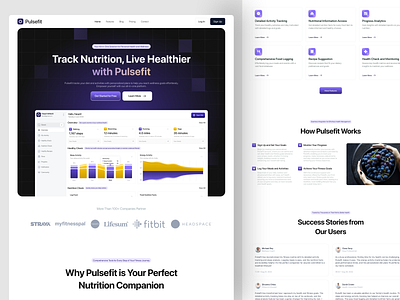 PulseFit - Workout Tracker Landing Page activity clean dasboard marketing dashboard fitness healthy home pages landingpages marketing pages saas saaspo tracker trainer uiux vektora web design website design website fitness workout workout apps