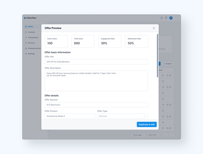 OfferPilot - OfferPreview b2b form preview product design web app